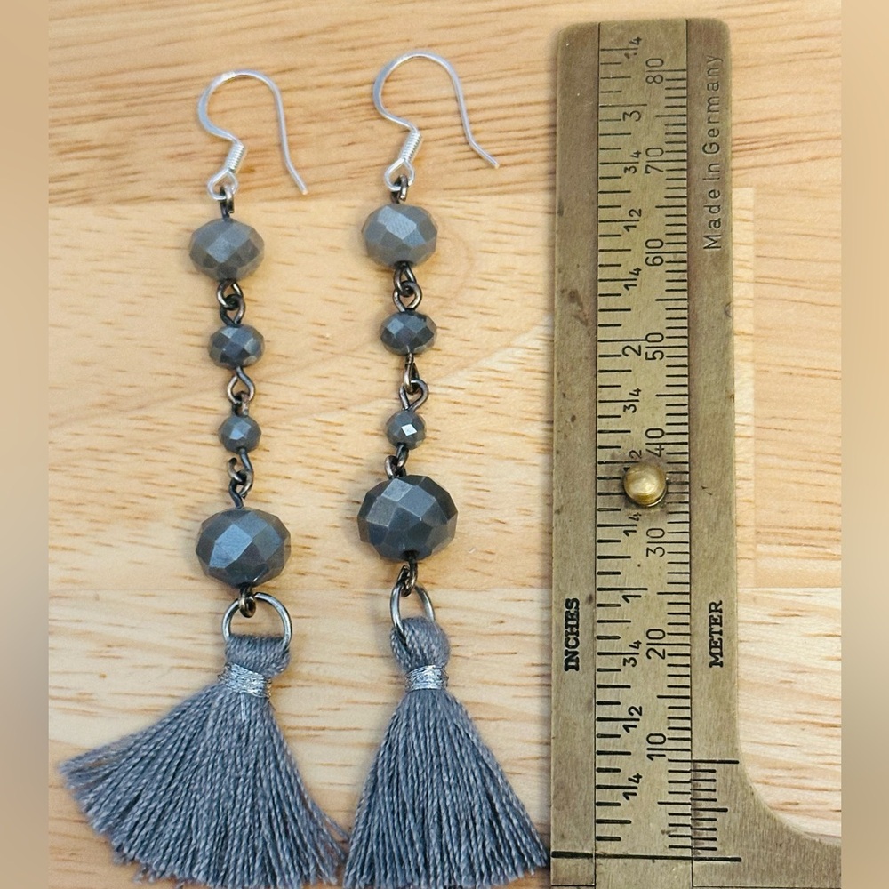 Grey Czech beaded earrings